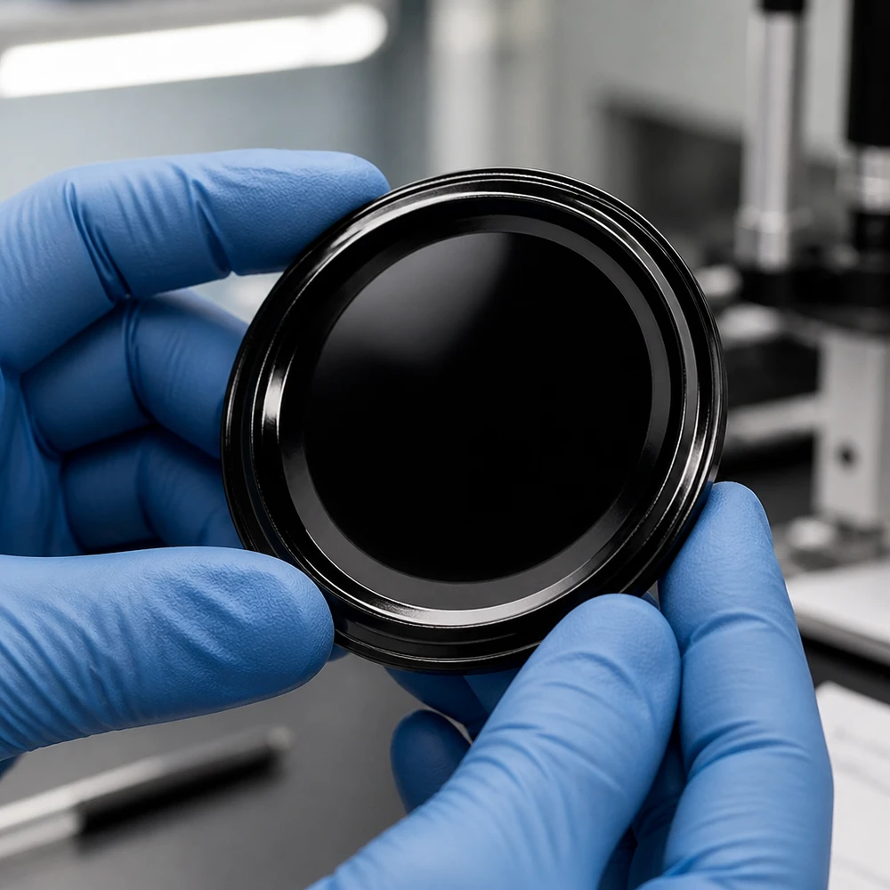 63mm BioSeal Deckel schwarz (TO63) UNiTWIST UNiTWIST TO63 schwarzer Konservendeckel BioSeal unitemp wird in Labor inspiziert