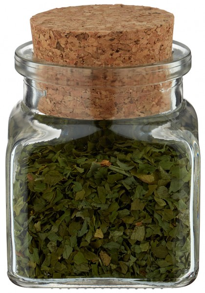 Gewürzglas Idee: Quadratus 120ml klar, Öffn 39mm, m. Kork 38
