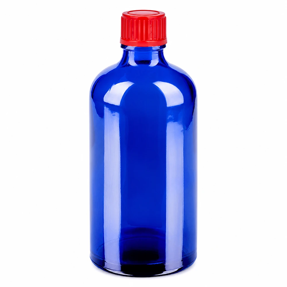 Kompakte 100ml Glasflasche blau für ätherische Öle Tinkturen und Medikamente
