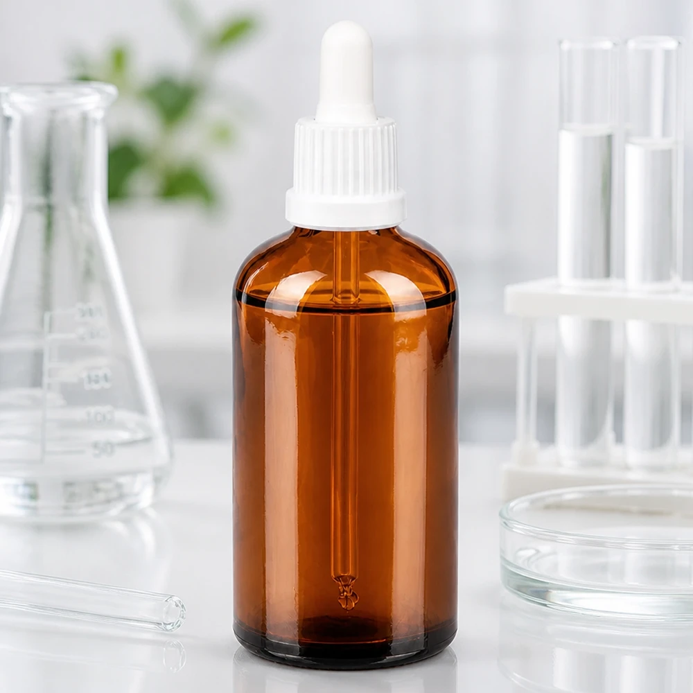 100ml Pipettenflasche weiß Originalitätsverschluss BrownLine UT18/100 Apothekerflasche 100ml braun mit präzisem Tropfverschluss für medizinische und kosmetische Zwecke