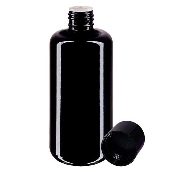 Apothekenflasche violett 200ml Schraubverschluss schwarz Spritz. 3mm  Standard