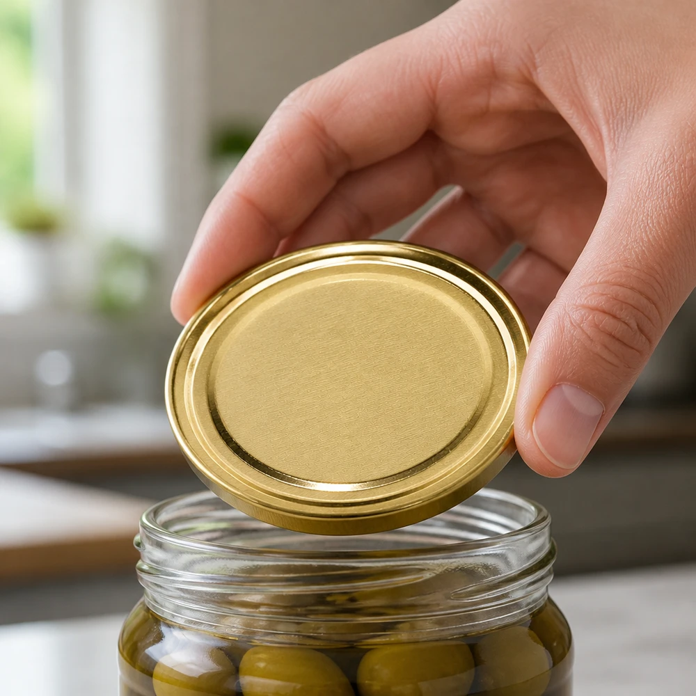 TO82 Schraubdeckel gold glänzend BioSeal BPA-NI unitemp Verschluss für Olivengläser
