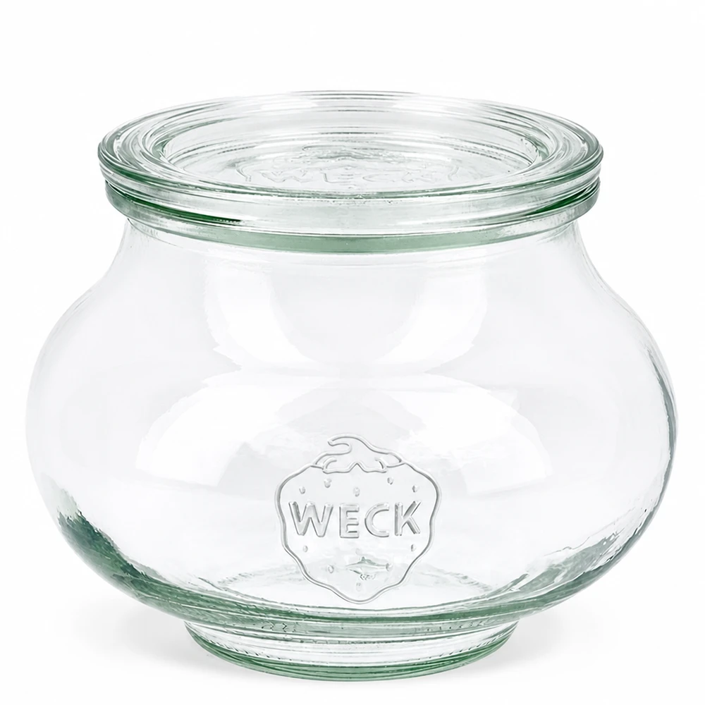 560ml Schmuckglas mit Glasdeckel WECK RR80 WECK Schmuckglas 560ml mit Glasdeckel RR80 Einmachglas Vorratsglas transparent rund