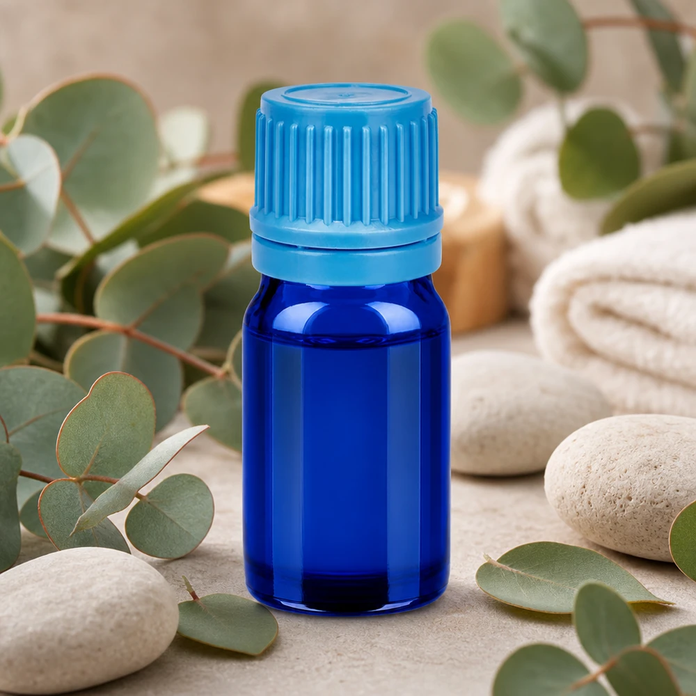 Kompakte 5ml BlueLine Glasflasche mit ergonomischem Design für einfache Handhabung