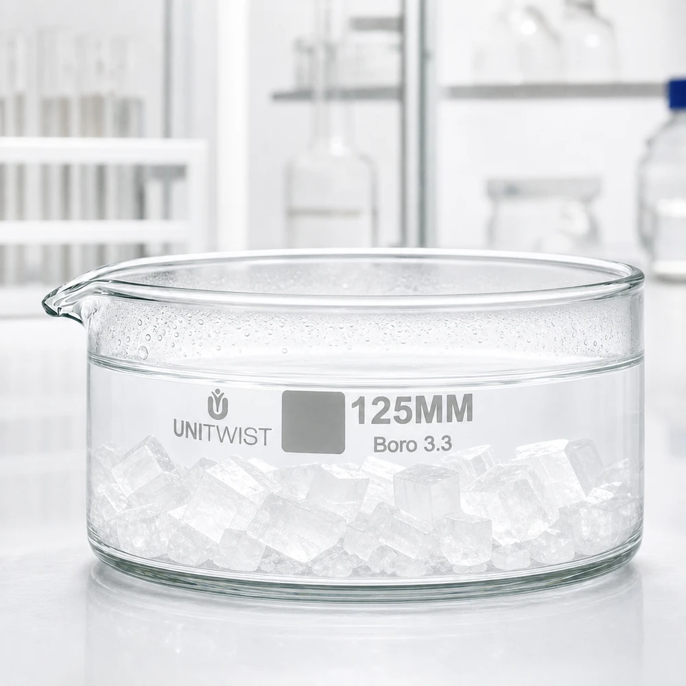 Kristallisierschale ø125mm Borosilikatglas UNiTWIST Kristallisierschale UNiTWIST 125mm breitzylindrisch aus temperaturbeständigem Borosilikatglas