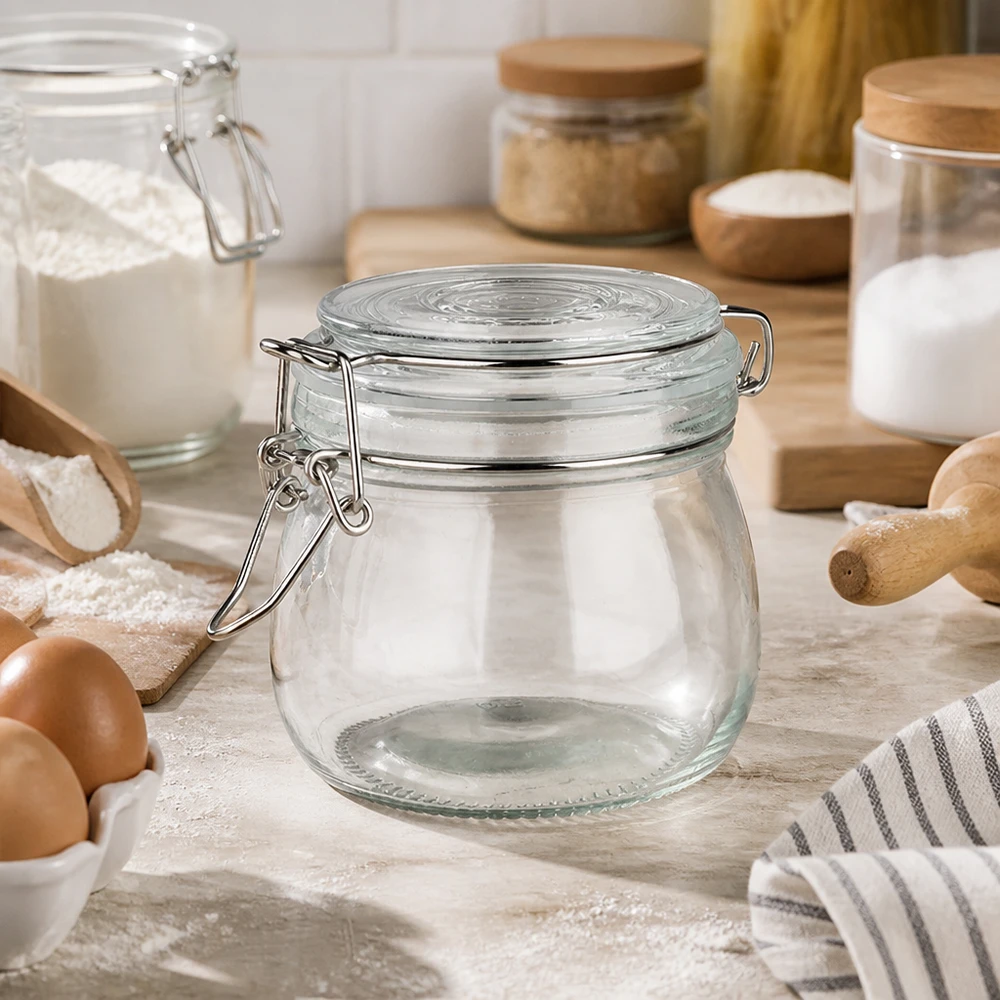 Hygienisches 500ml Vorratsglas mit dichtem Bügelverschluss schützt vor Feuchtigkeit und Ungeziefer