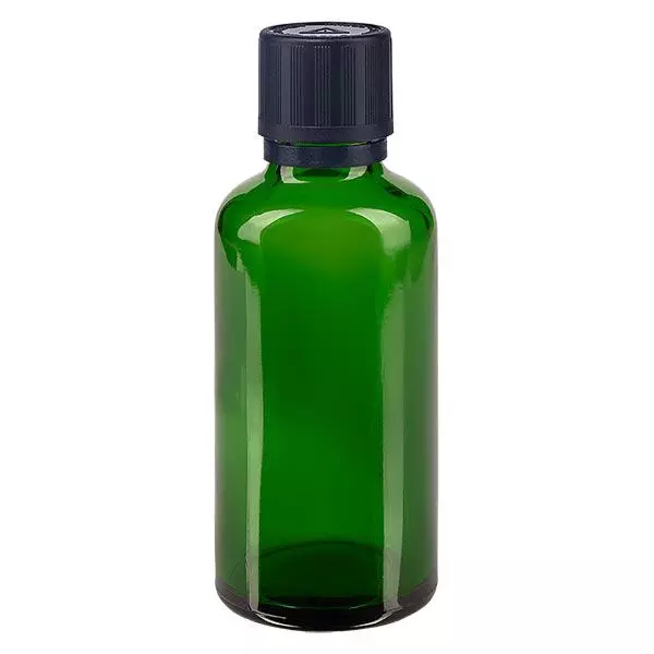Apothekenflasche grün 50ml Tropfer Giessring 1mm schwarz Kindersicherung Blindenwarnsymbol Originalitätsverschluss Apothekenflasche grün 50ml Tropfer Giessring 1mm schwarz Kindersicherung Blindenwarnsymbol Originalitätsverschluss