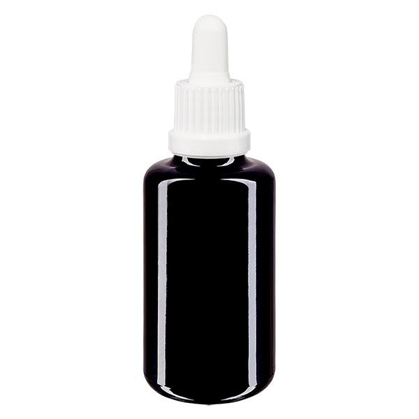Apothekenflasche violett 30ml Pipette weiß Originalitätsverschluss