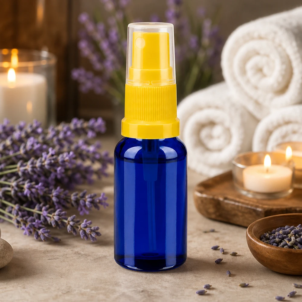 20ml Flasche mit gelbem Sprühaufsatz STD BlueLine UT18/20 für Wellness Produkte