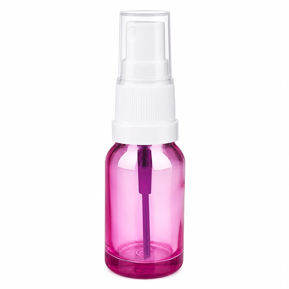 10ml Sprayflasche weiss/transparent Standard PurpleLine UT18/10 10ml Kunststoff-Sprayflasche in Violett-transparent mit weißem Sprühmechanismus STD UT18