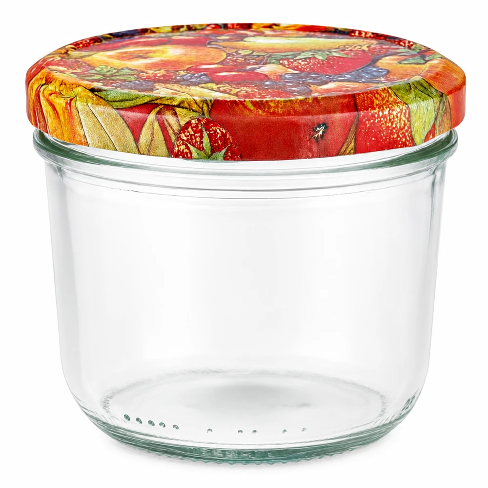 230ml Sturzglas + BasicSeal Deckel Obst-Dekor UNiTWIST Leeres 230ml Sturzglas mit buntem Obst-Deckel BasicSeal für Marmelade und Einmachen
