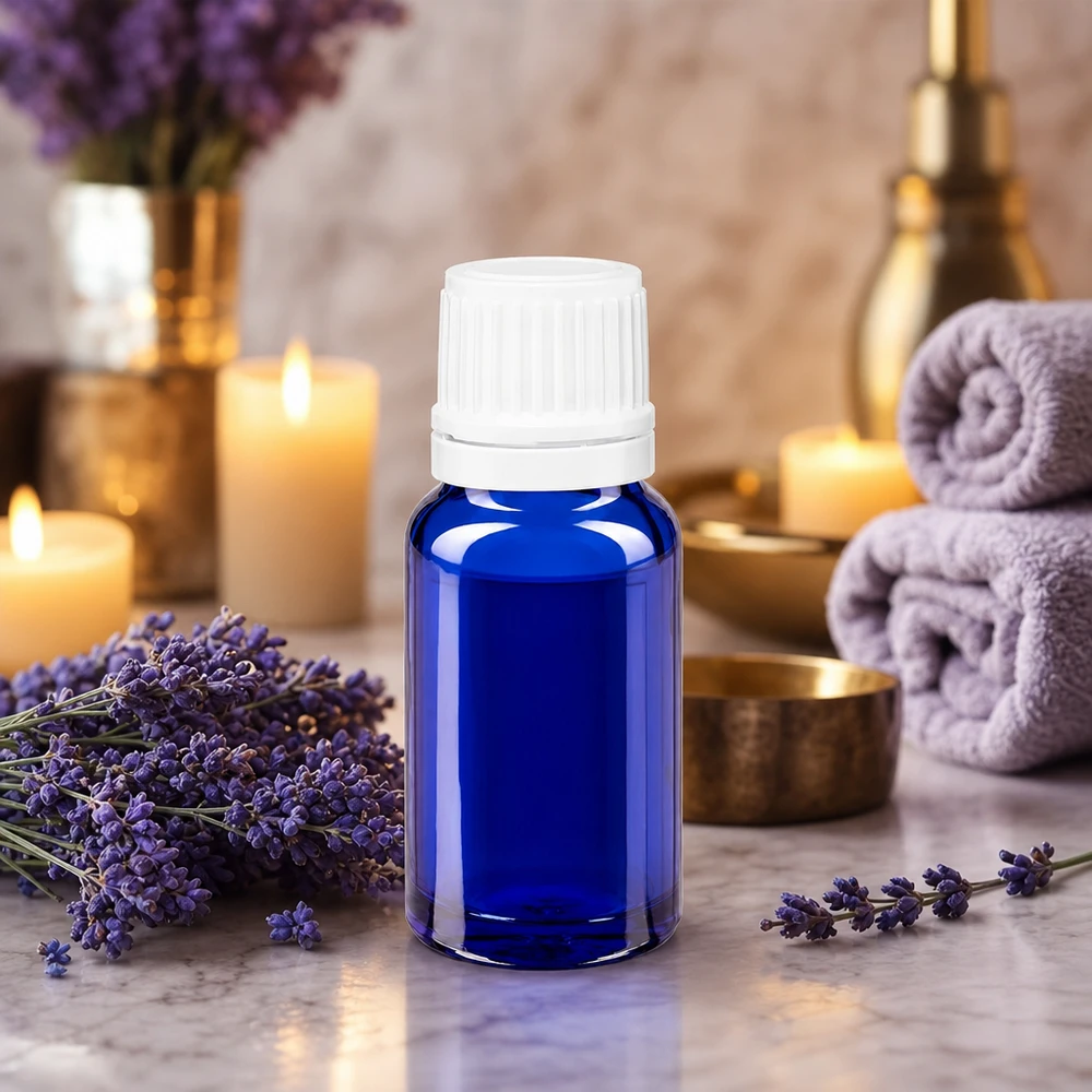 Apothekenflasche blau 10ml Tropfverschluss 1.2mm weiß Originalitätsverschluss Apothekerflasche 10ml in Blauglas mit 0,7mm Tropfer für Naturkosmetik