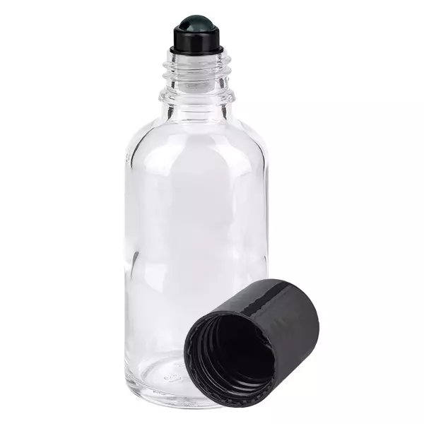 Apothekenflasche klar 50ml Roll-On Verschluss schwarz