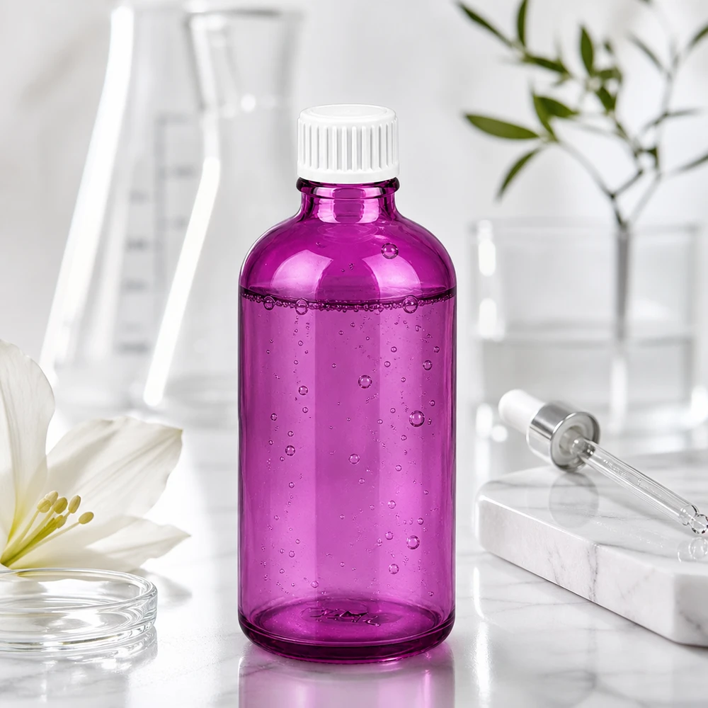 Kompakte 100ml Purple Glasflasche mit ergonomischem Design für den täglichen Gebrauch