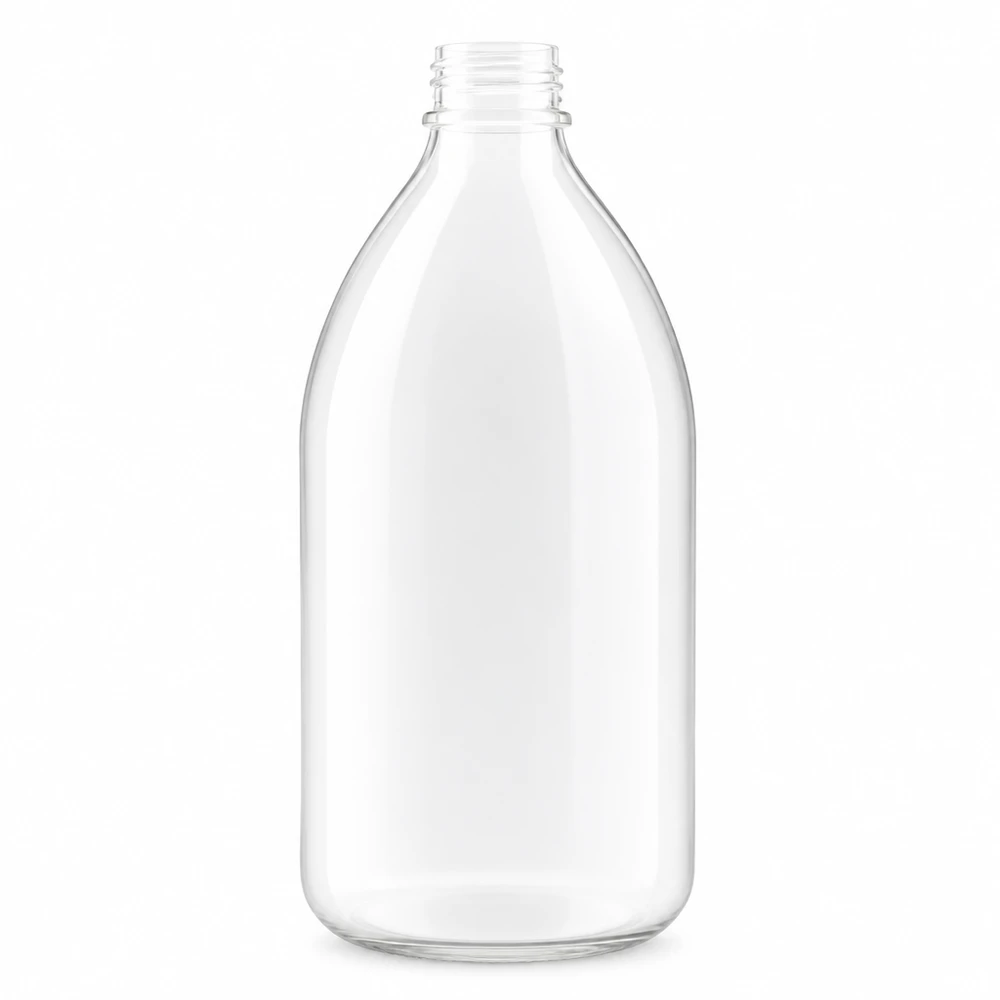 Leere 500ml Laborflasche mit schmalem Hals und Gewinde für chemische Anwendungen