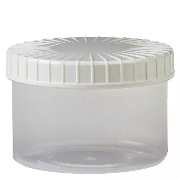 Transparente Schraubdose 250 ml mit gerilltem Vers Transparente Schraubdose 250 ml mit gerilltem Vers