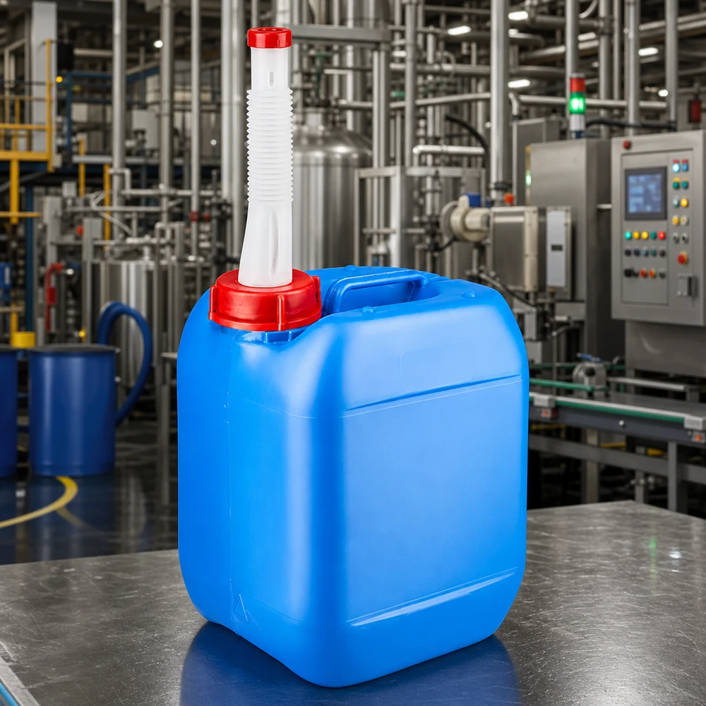 Kanister 5 Liter blau mit Auslaufrohr Flex Robuster Industriekanister 5 Liter in Blau mit schwenkbarem Ausgießer und Sicherheitsdeckel