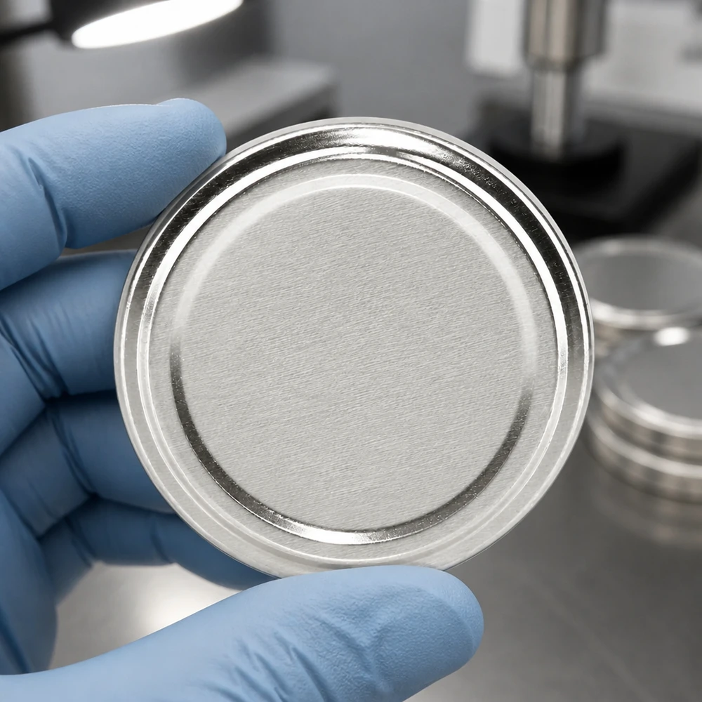 UN-geprüfter BasicSeal Deckel TO100 100mm silber matt in Schutzhandschuh Qualitätskontrolle