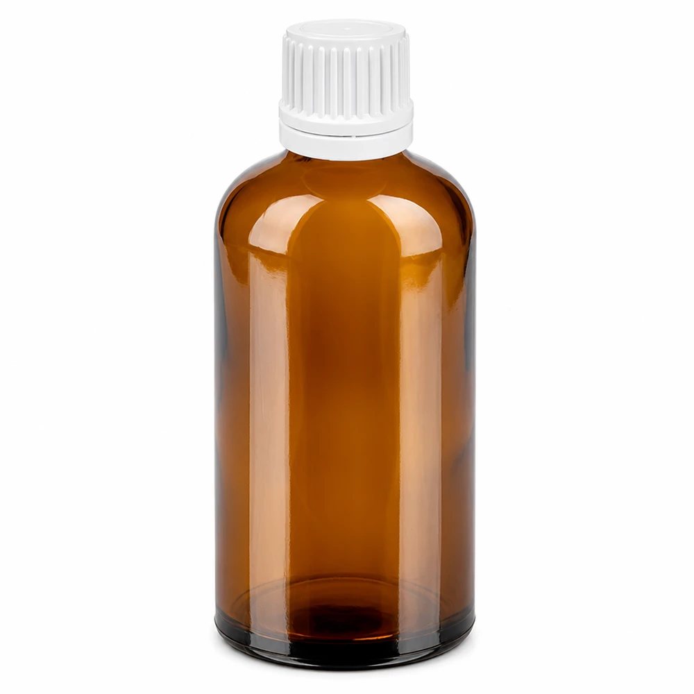 100ml Tropfflasche 0.7mm weiß Originalitätsverschluss BrownLine UT18/100 UV-Schutz Braunglasflasche 100ml mit präzisem Tropfverschluss für pharmazeutische Produkte
