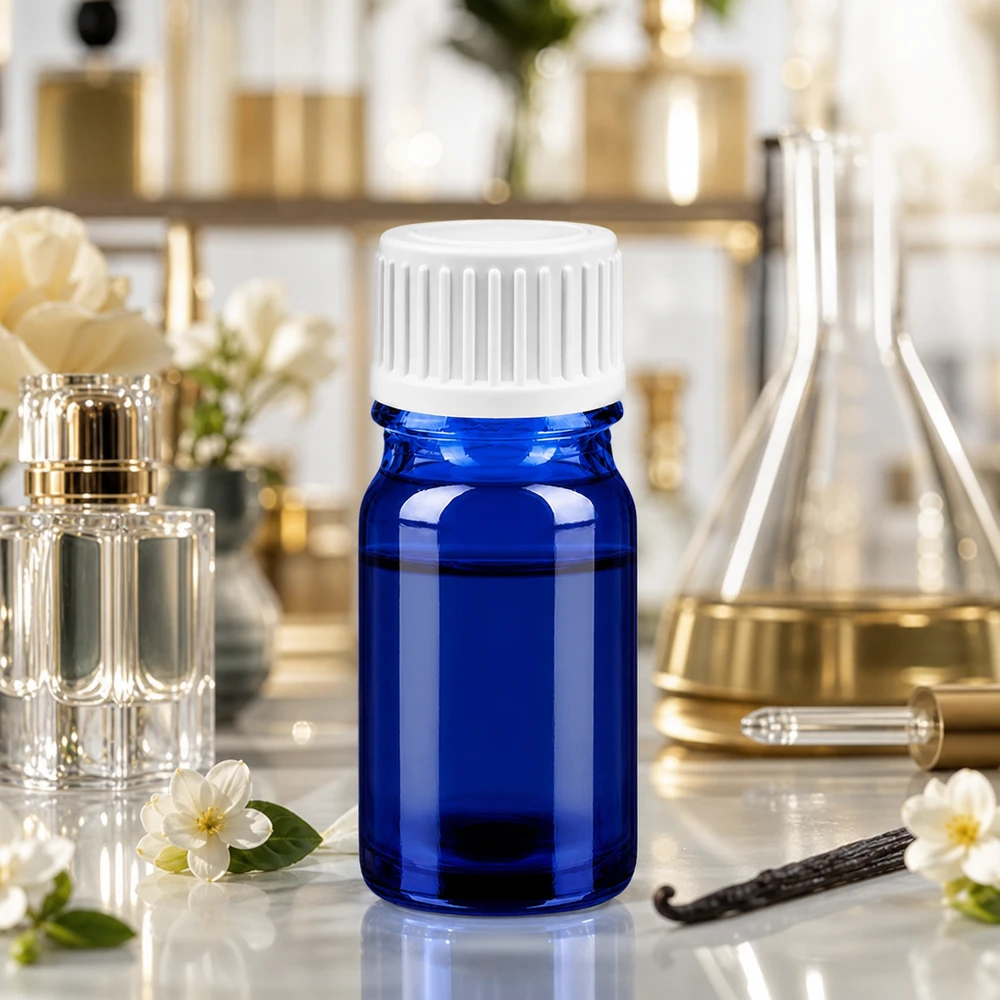 Elegante blaue 5ml Tropfflasche mit weißem Deckel perfekt für DIY Kosmetik und Parfümherstellung
