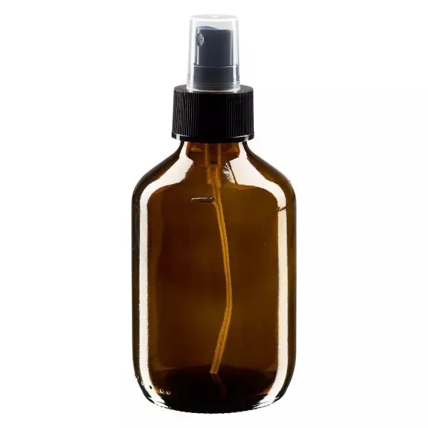 200ml Medizinflasche braun, Pumpzerstäuber schwarz ApoGlas