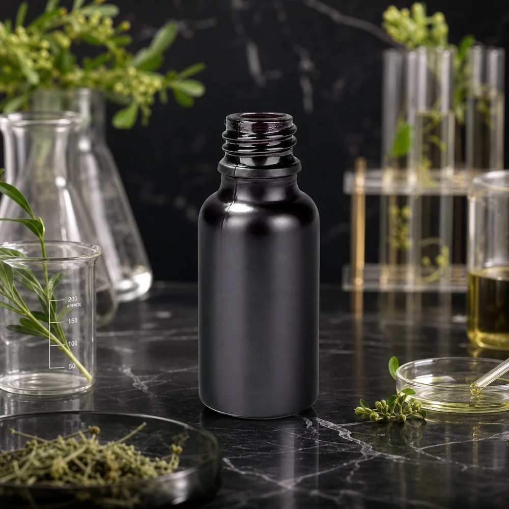 20ml Apothekerflasche BlackLine UT18/20 UNiTWIST Hochglanz schwarze Apothekerflasche 20ml mit präzisem UNiTWIST Gewinde für sicheren Verschluss