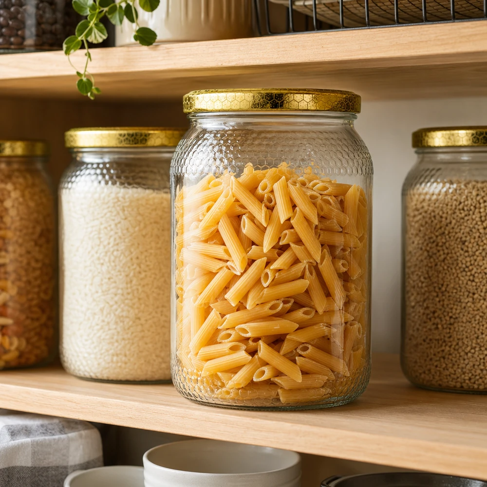 1260g Honigglas + BasicSeal Deckel Bienenwabe UNiTWIST Honigglas 900ml mit Bienenwaben-Deckel zur Aufbewahrung von Nudeln und Getreide in Küche verwendet