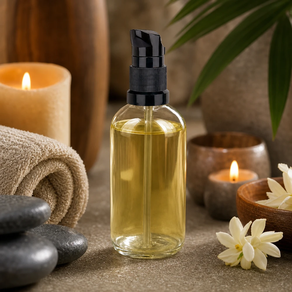100ml Pumpflasche schwarz Standardverschluss ClearLine UT18/100 Apothekerflasche 100ml Klarglas schwarzer Pumpaufsatz Pflegeöl Wellness Kerzenlicht Natur