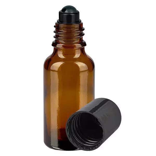 Apothekenflasche braun 20ml Roll-On Verschluss schwarz