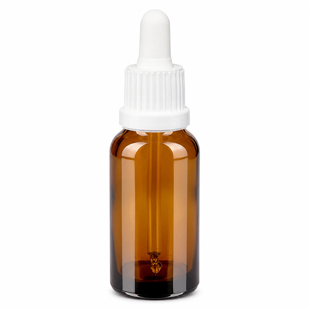 20ml Pipettenflasche weiß Originalitätsverschluss BrownLine UT18/20 20ml Glasflasche mit Pipette in Braun - perfekt für Seren und konzentrierte Wirkstoffe