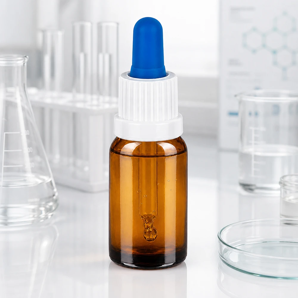 10ml Pipettenflasche weiß/blau Originalitätsverschluss BrownLine UT18/10 Kompakte 10ml BrownLine Tropfflasche mit blauer Spitze für mobile Anwendungen und Reisen