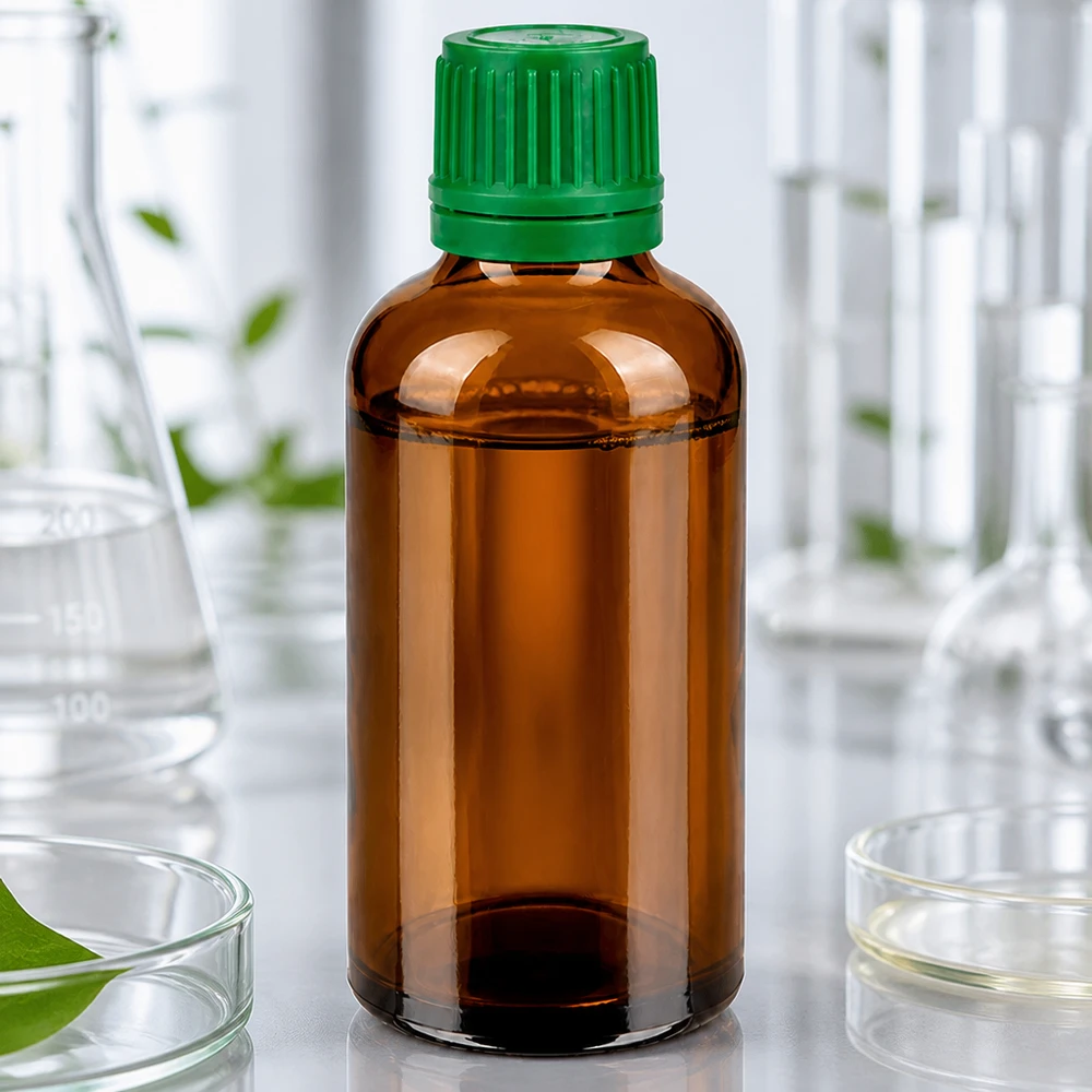 Elegante 50ml Designerflasche in klassischer Braunglas-Optik für stilvolle Aufbewahrung