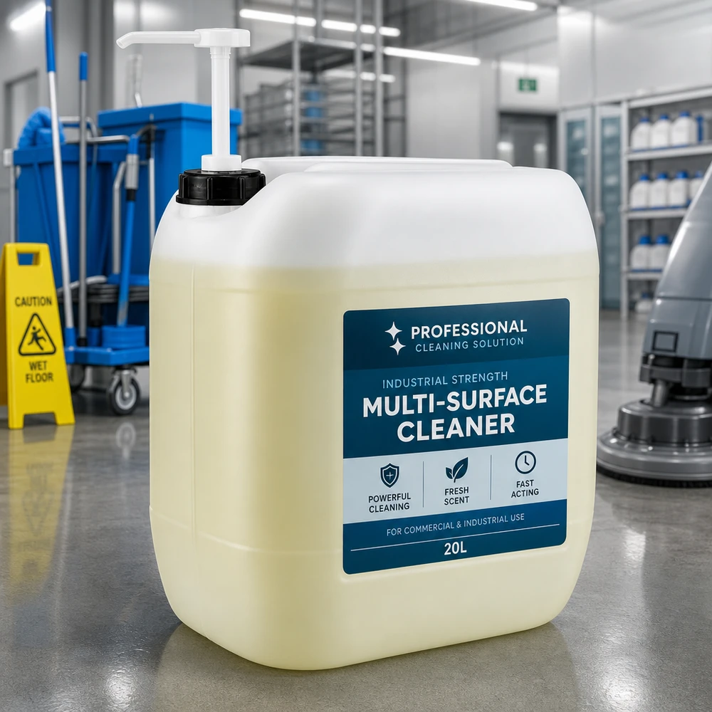 Kanister 30 Liter mit Dosierpumpe Transluzenter gelblicher Kanister 30 Liter mit Pumpaufsatz für Bodenreiniger