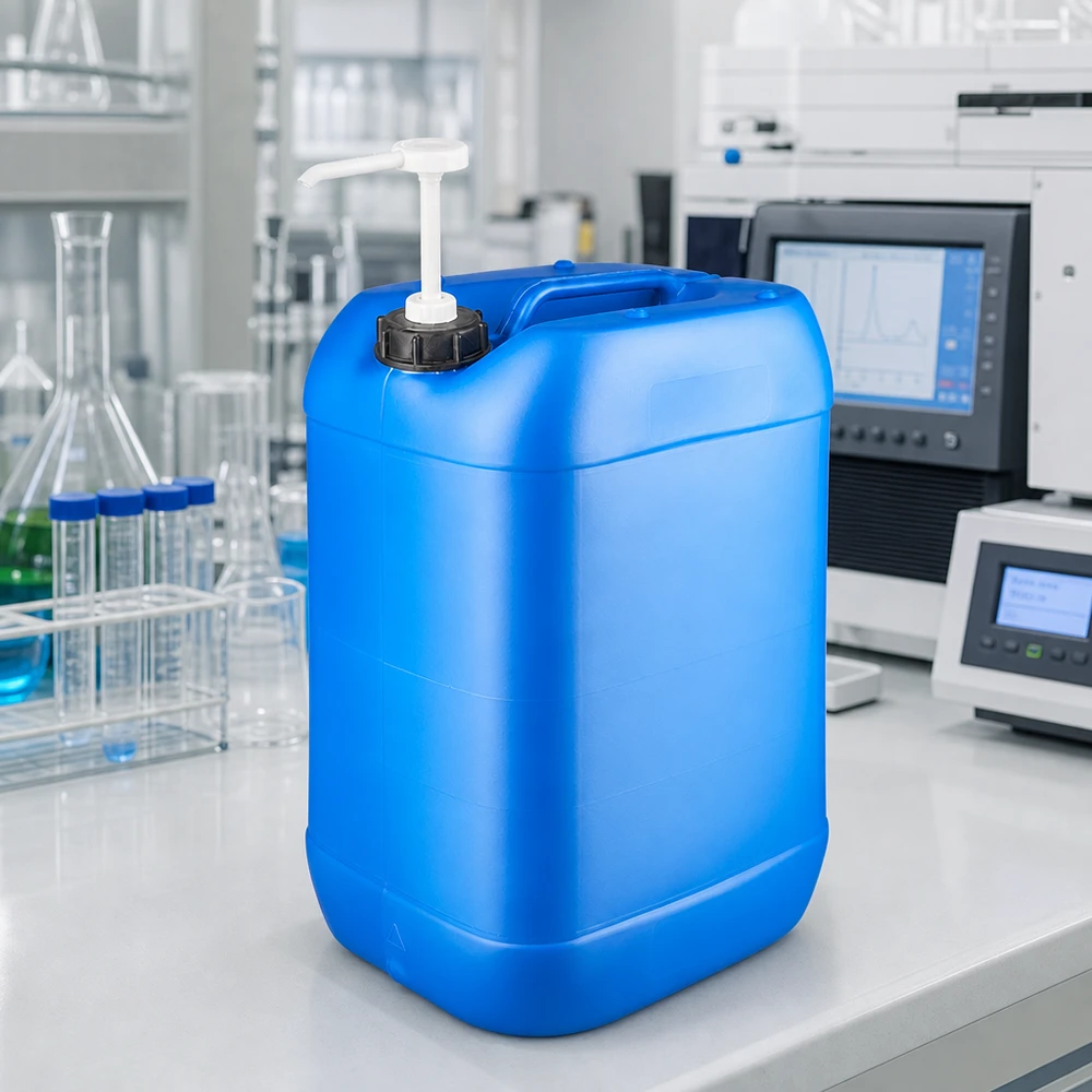 Kanister 25 Liter blau mit Dosierpumpe Lebensmittelechter blauer Kunststoffkanister 25 Liter mit Pumpenaufsatz für präzise Dosierung