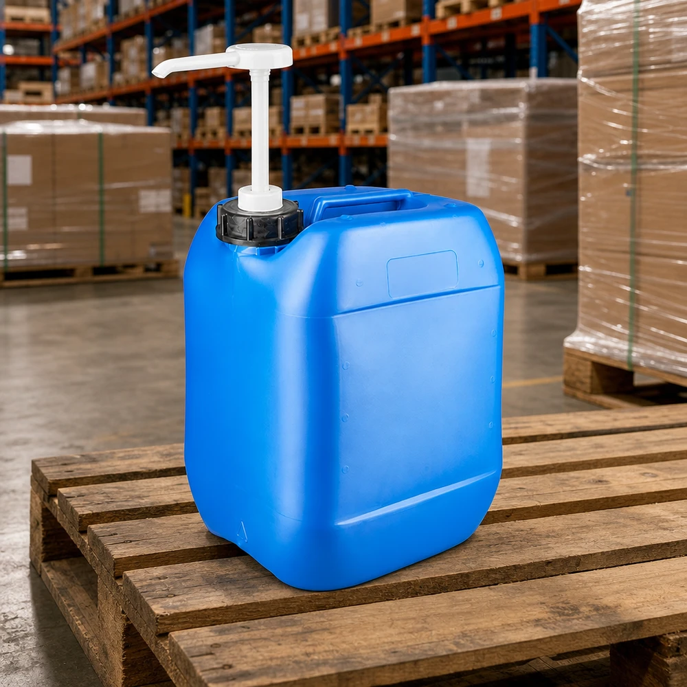 Kanister 10 Liter blau mit Dosierpumpe Lebensmittelechter blauer Kanister 10 Liter mit Pumpe zur hygienischen Entnahme