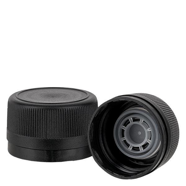 Schraubverschluss Polypropylen 31.5mm schwarz Ausgiessr. Originalitätsverschluss Schraubverschluss Polypropylen 31.5mm schwarz Ausgiessr. Originalitätsverschluss