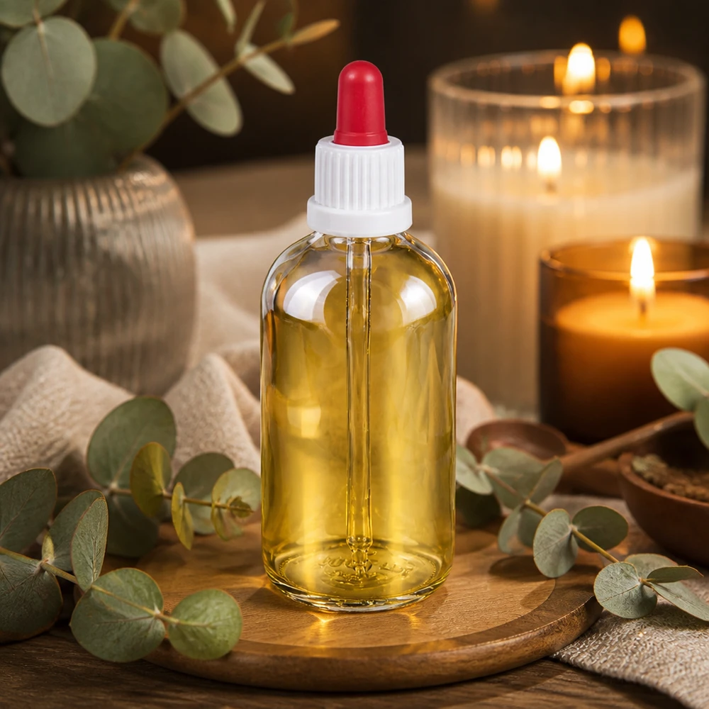 100ml Apothekerflasche ClearLine UT18 mit Pipette weiss rot für Kosmetik und Heilmittel