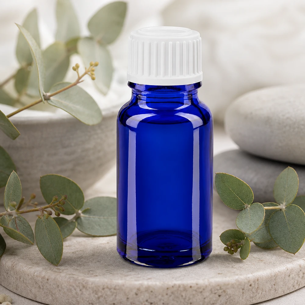 Apothekenflasche blau 10ml Schraubverschluss weiß Globuli Standard Apothekerflasche aus blauem Glas 10ml mit tropfsicherem Verschluss für Heilmittel