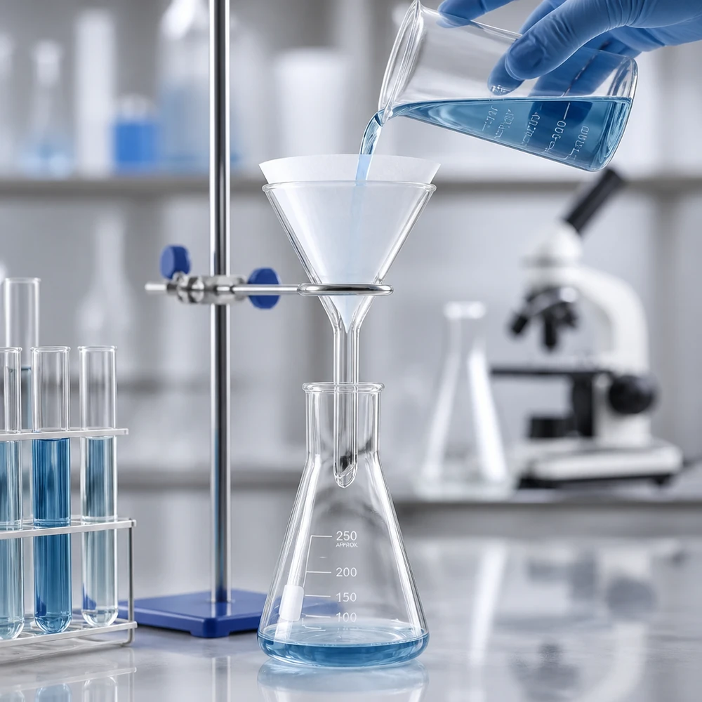 Trichter ø35mm Kalk-Soda, Winkel 60°, Kurzstil Analytik-Trichter mit kurzem Stiel aus hochwertigem Kalk-Soda-Glas für Laboranwendungen