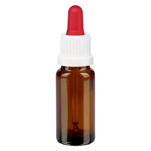 Apothekenflasche braun 10ml Pipette weiß/rot Originalitätsverschluss