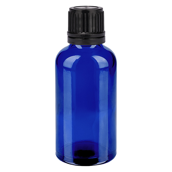50ml Globuliflasche 3mm Giessring schwarz Originalitätsverschluss BlueL. UT18/50