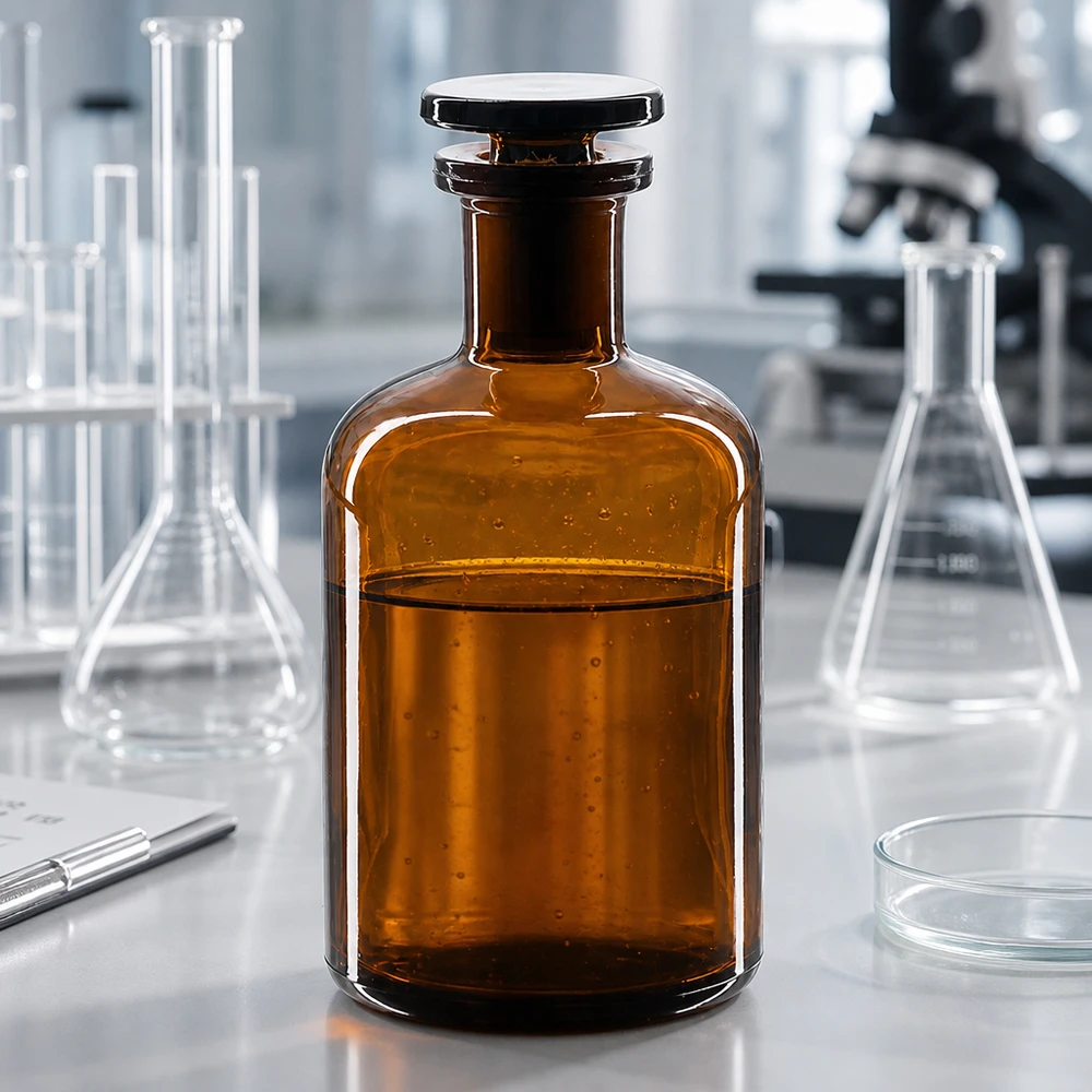 Reagenzflasche 100ml braun Enghals mit Glasstopfen zur sicheren Aufbewahrung im Labor