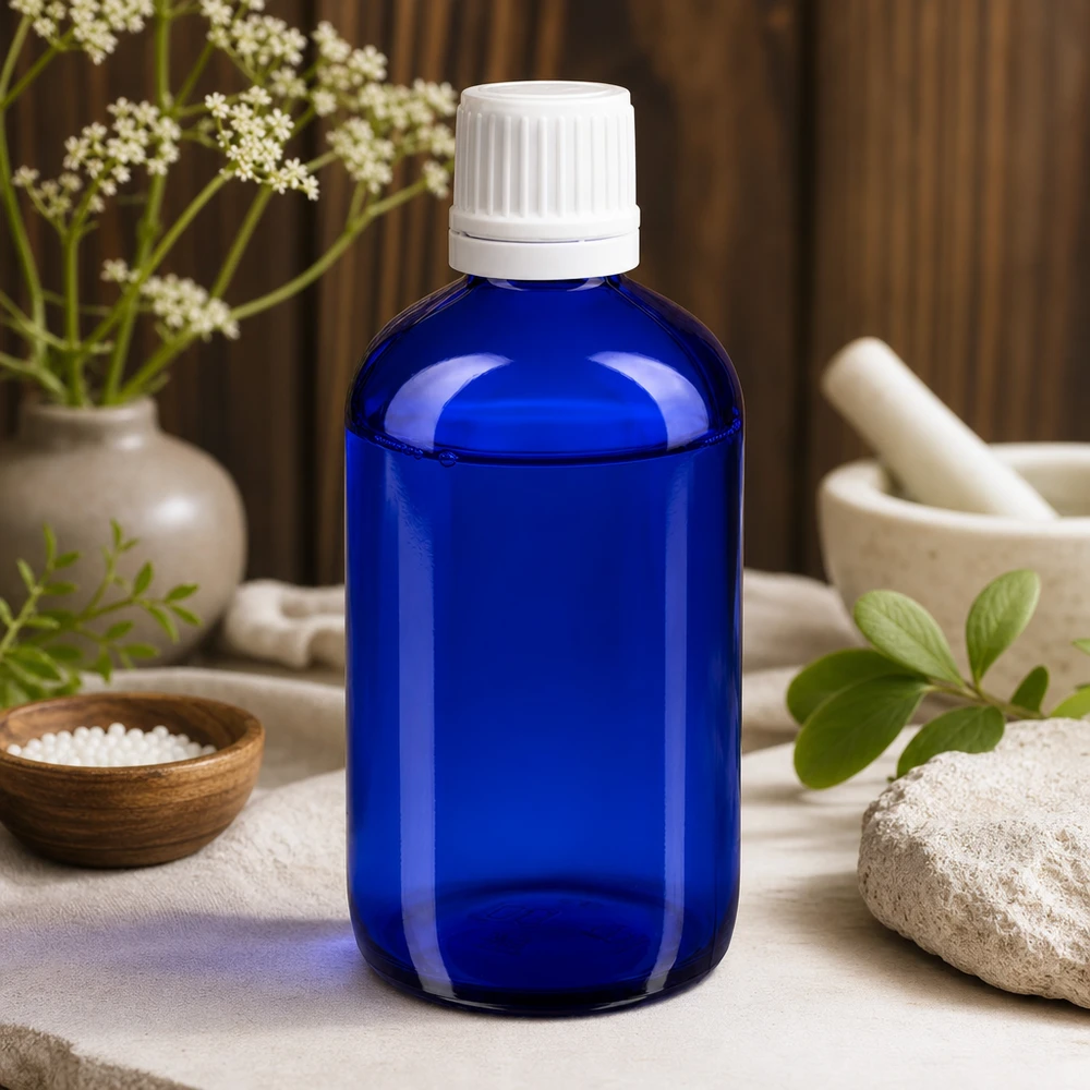 20ml Apothekerflasche Blauglas mit KiSi-Verschluss und Präzisionstropfer für ätherische Öle