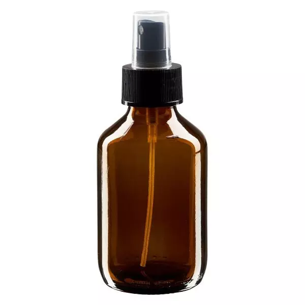 150ml Medizinflasche braun, Pumpzerstäuber schwarz ApoGlas