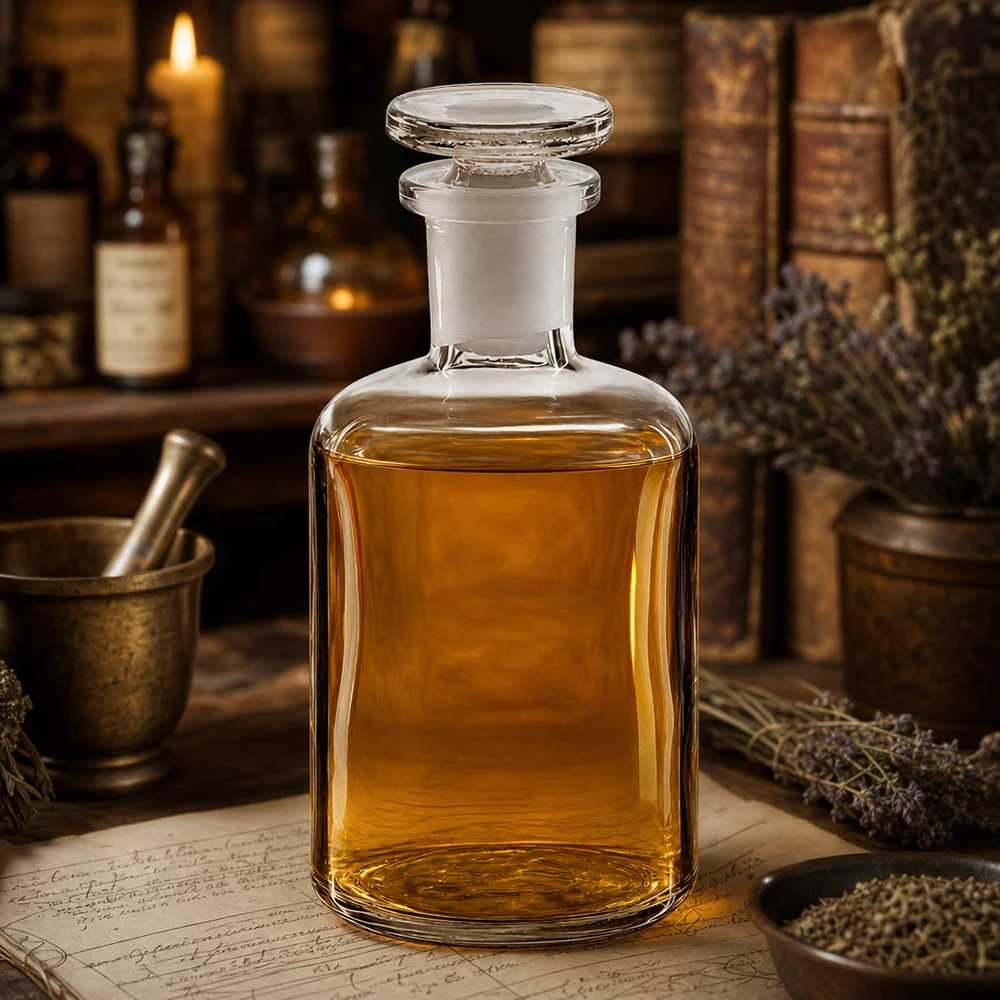 Rundschulterflasche 100ml klar Enghals Glasstopfen Glasflasche Rundschulter 100ml Enghals luftdichter Glasstopfen goldbraune Flüssigkeit