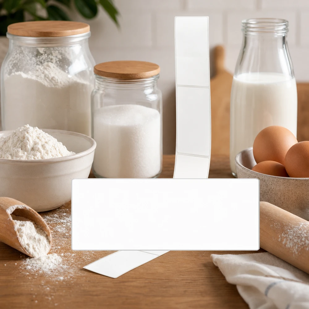 20er Pack Etiketten 54 x 154.5mm zum Beschriften Beschriftungsetiketten 54x154,5mm für Backzutaten und Küchenorganisation in gemütlicher Landhaus-Küche