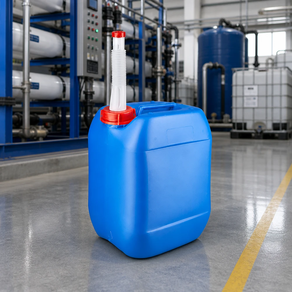 Kanister 10 Liter blau mit Auslaufrohr Flex UN-zugelassener Kanister 10 Liter mit Belüftungsauslaufrohr für industriellen Einsatz