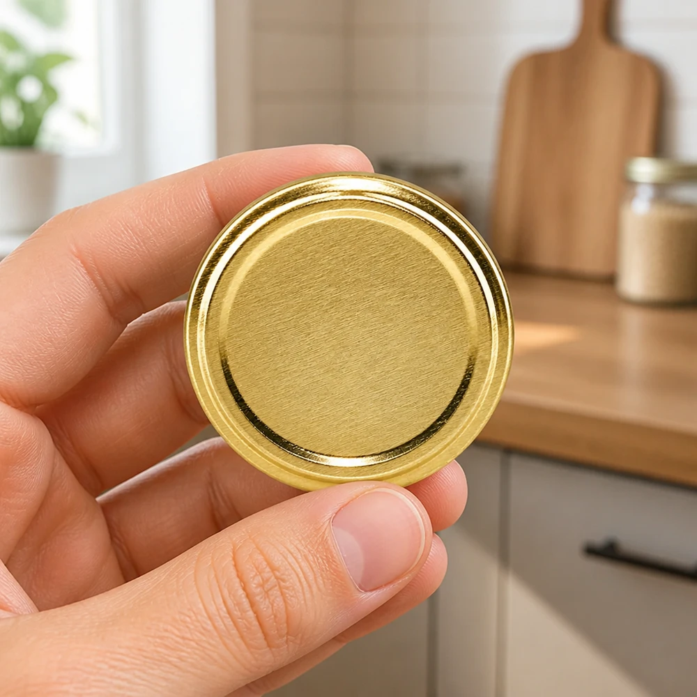 63mm BasicSeal Deckel gold (TO63) UNiTWIST BasicSeal Deckel gold 63mm TO63 konzentrische Ringe Detailansicht