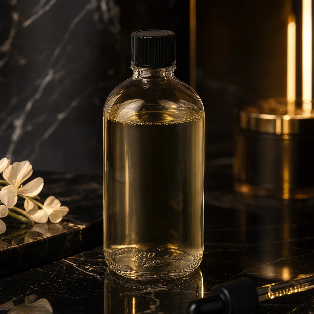 ClearLine Glasflasche 100ml mit 1mm Tropföffnung schwarzer Deckel für Kosmetik und Pharmazie