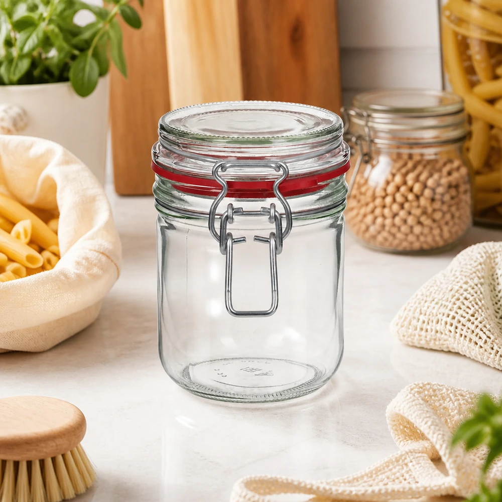Traditionelles 400ml Einweckglas mit bewährtem Bügelverschluss für authentische Küchenausstattung